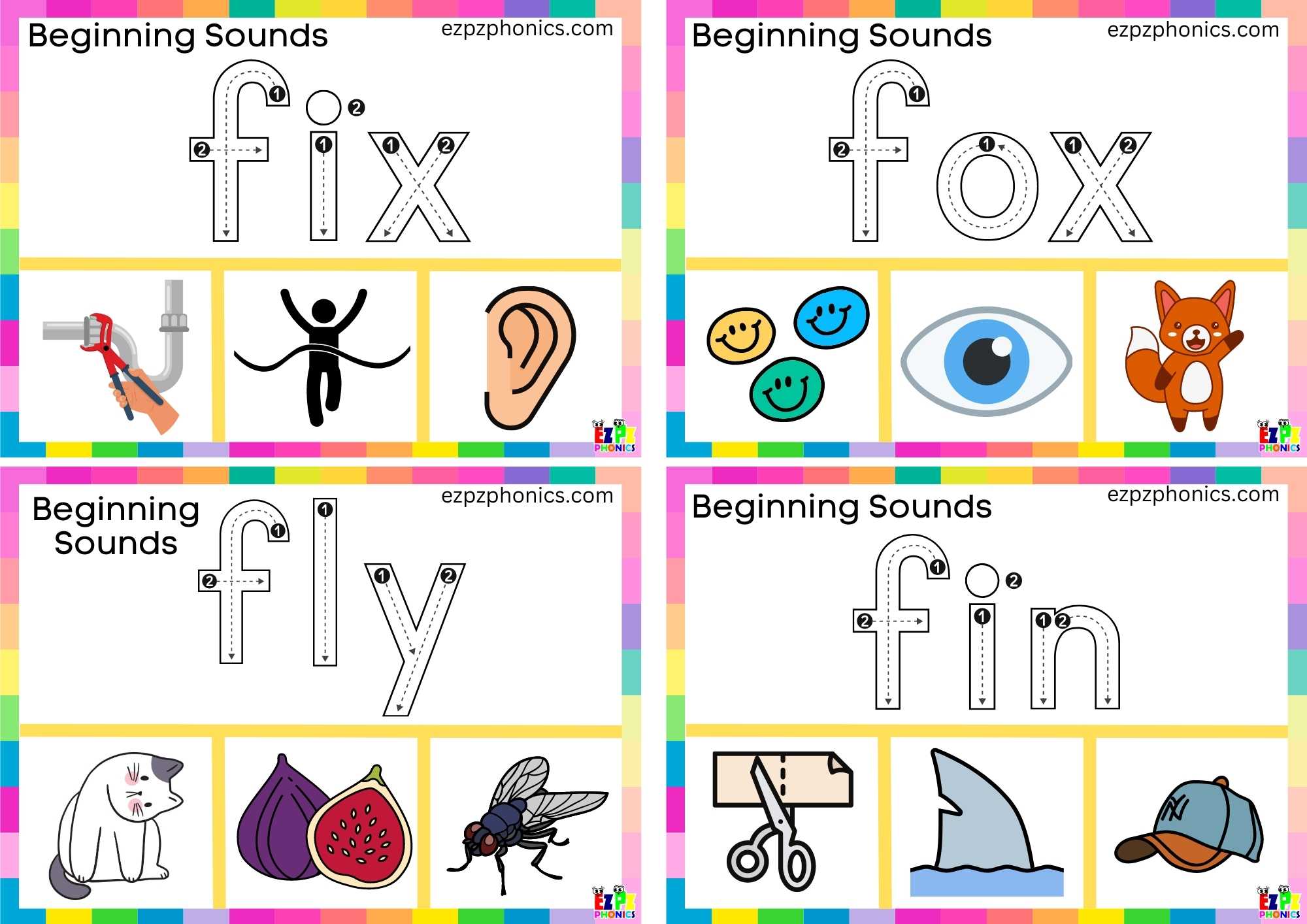 Letter F Trace The Word And Clip The Correct Image Card 2